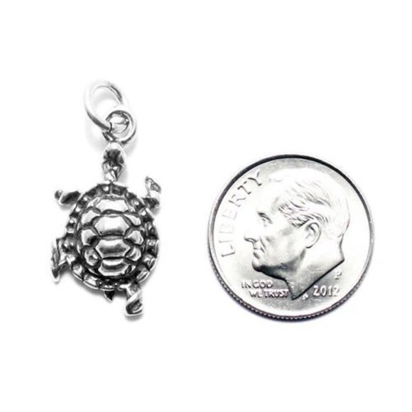 TURTLE CHARM IN 3D. STERLING SILVER. - Picture 2 of 2